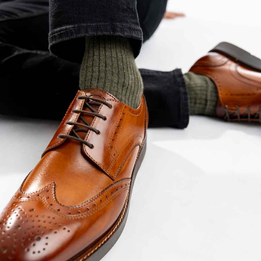 Joe Washed Brogue Shoes Tan
