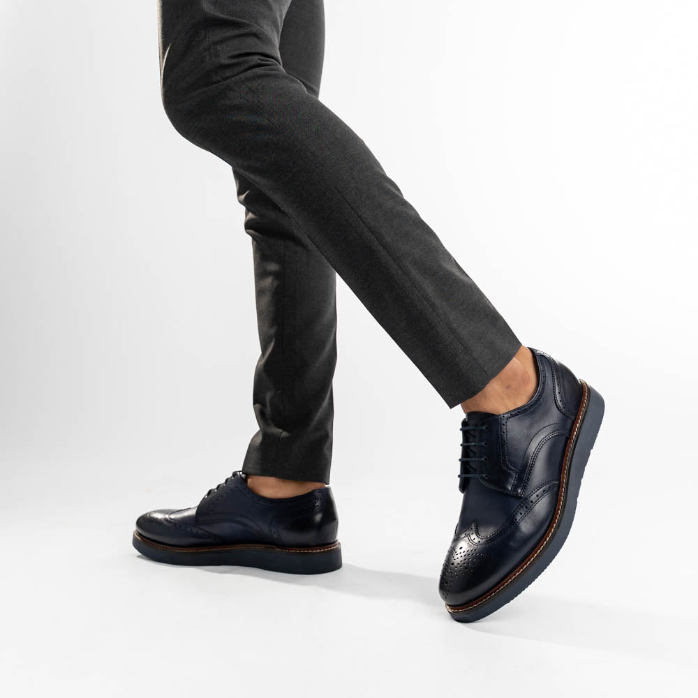 Joe Washed Brogue Shoes Navy