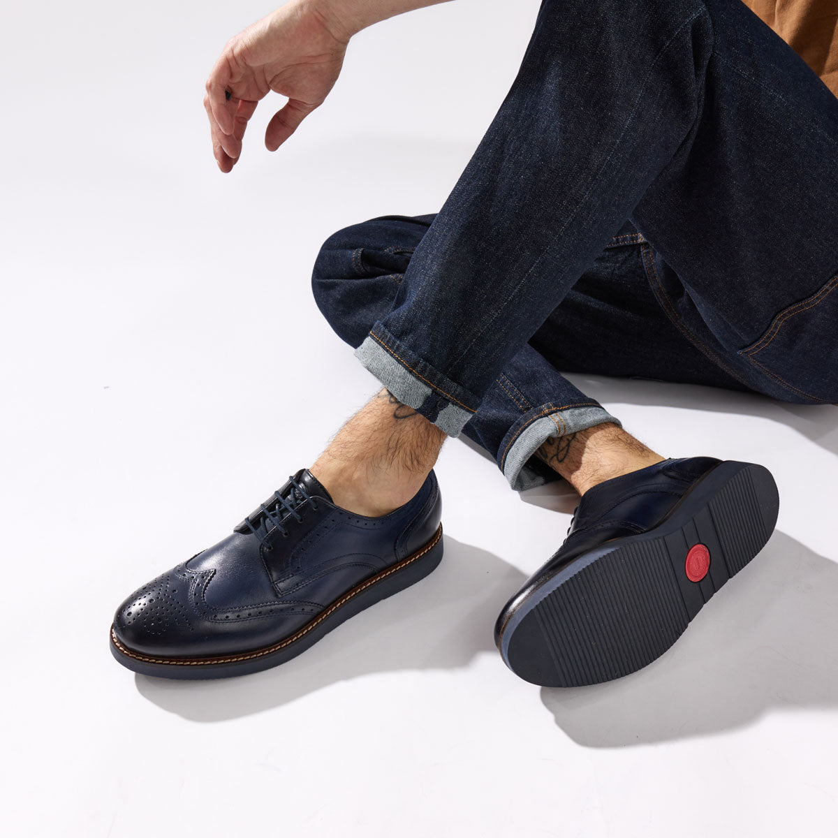 Roly Washed Derby Shoes Navy