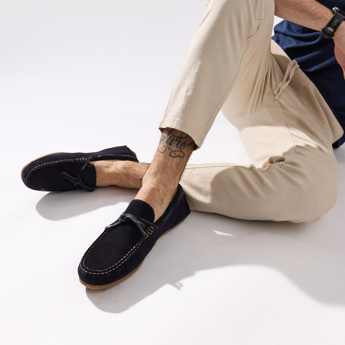 Brooks Suede Loafers Navy