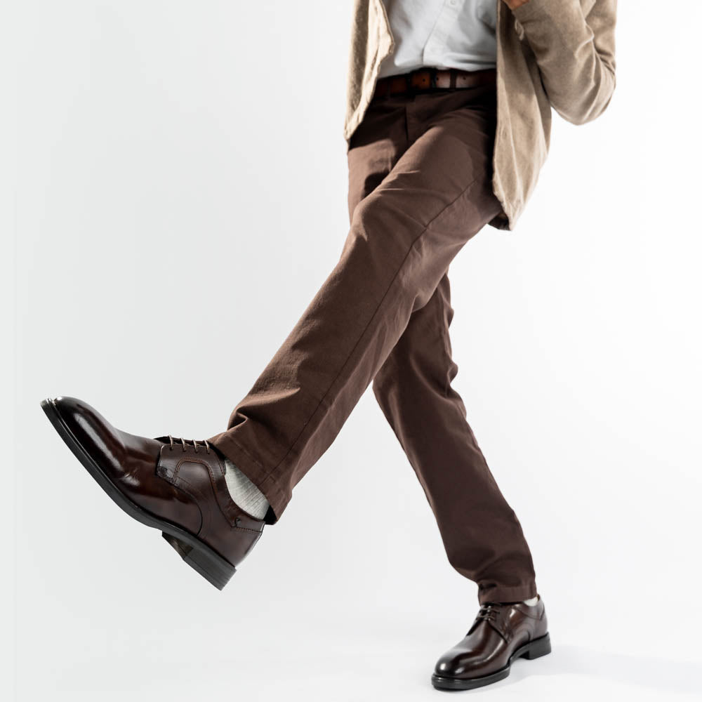 Sleeve Waxy Derby Shoes Brown