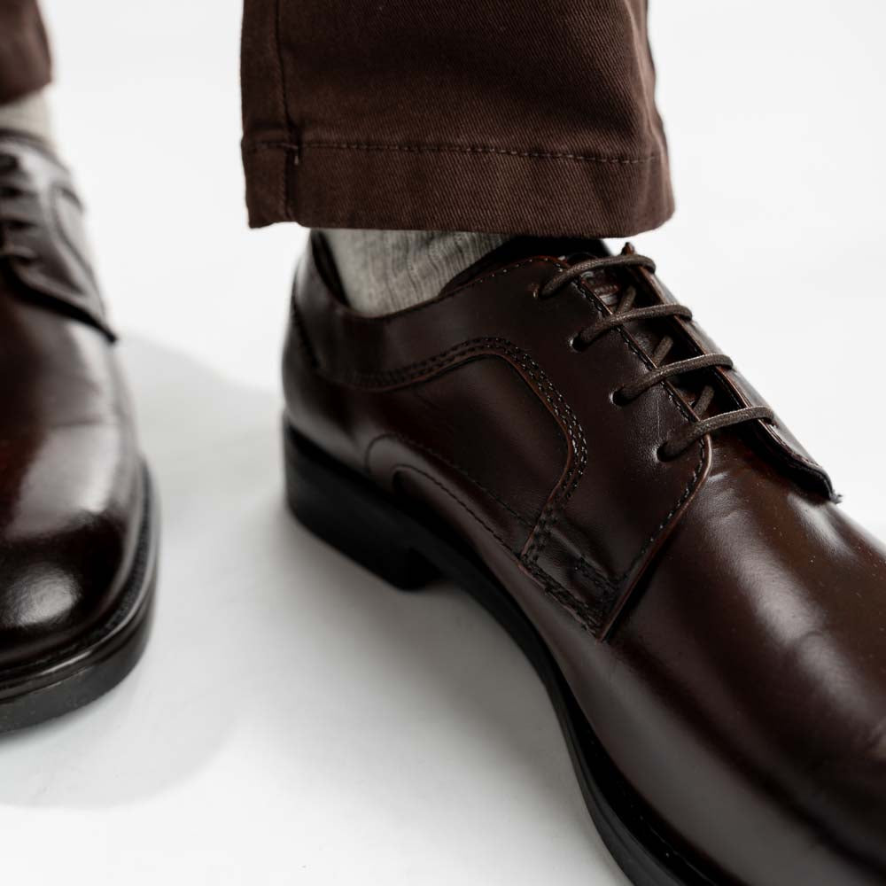 Sleeve Waxy Derby Shoes Brown