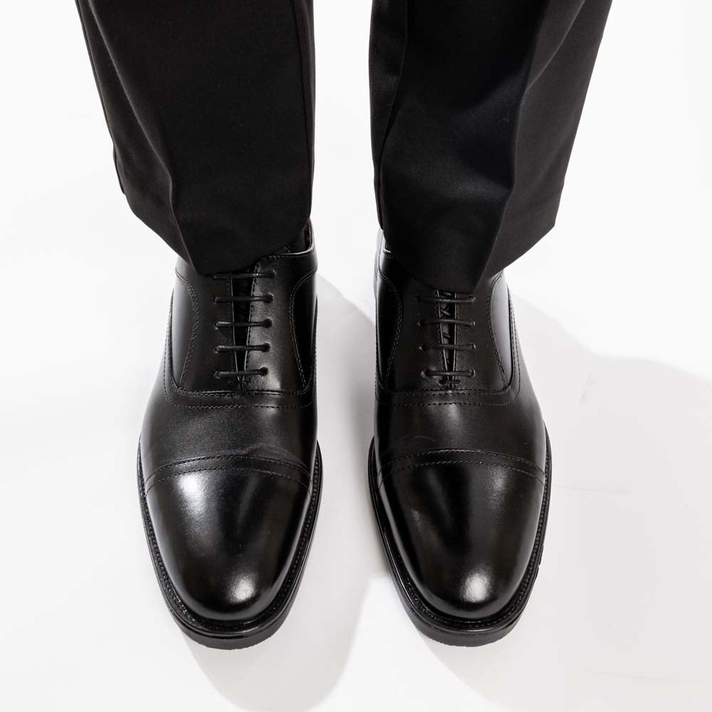 Lapel Waxy Oxford Shoes Black