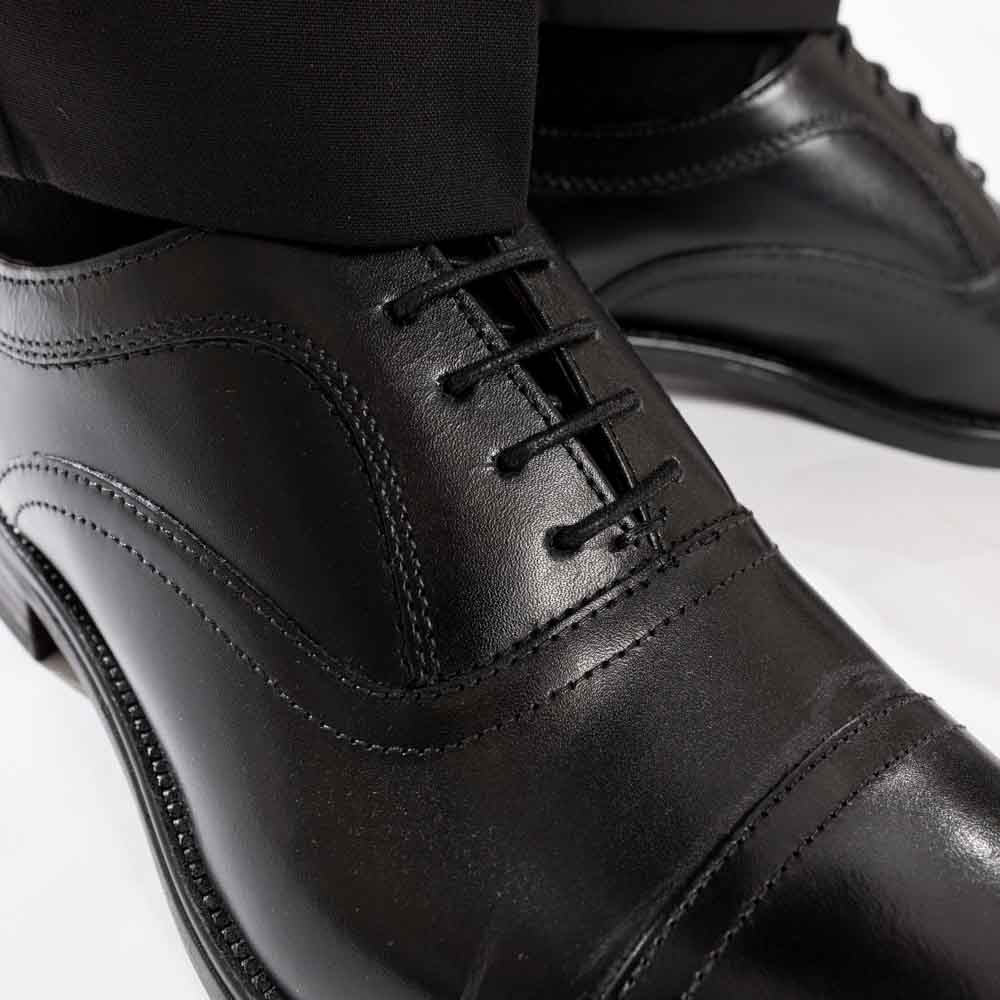 Lapel Waxy Oxford Shoes Black