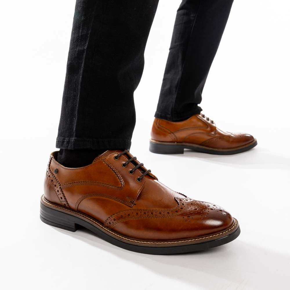 York Washed Brogue Shoes Tan