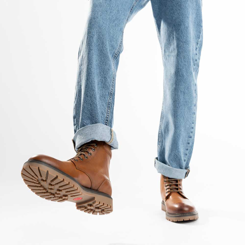 Nickel Pull Up Combat Boots Tan