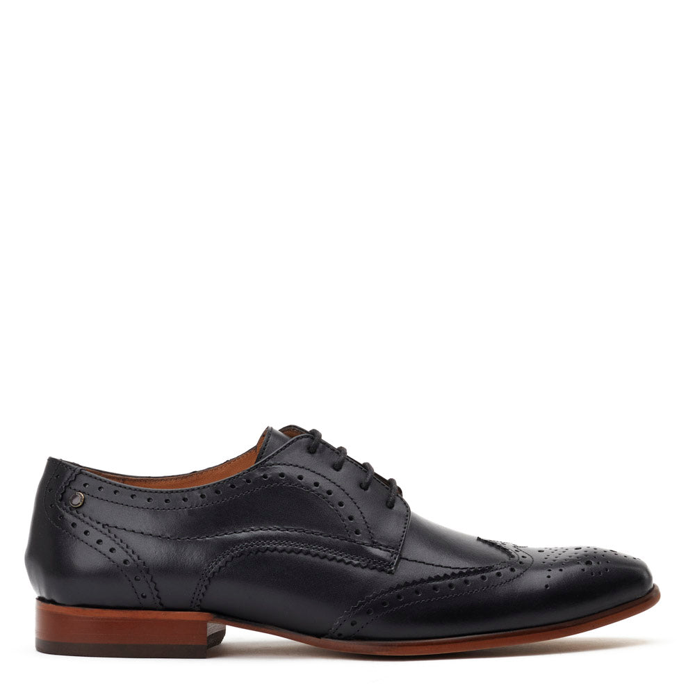Barbera Waxy Brogue Shoes Black