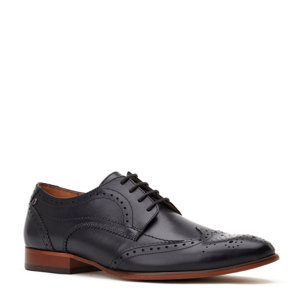 Barbera Waxy Brogue Shoes Black
