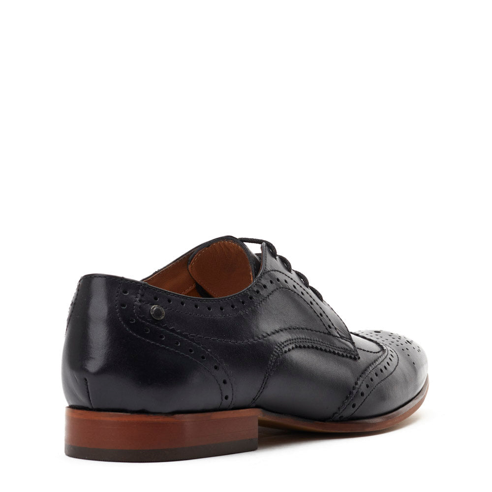 Barbera Waxy Brogue Shoes Black