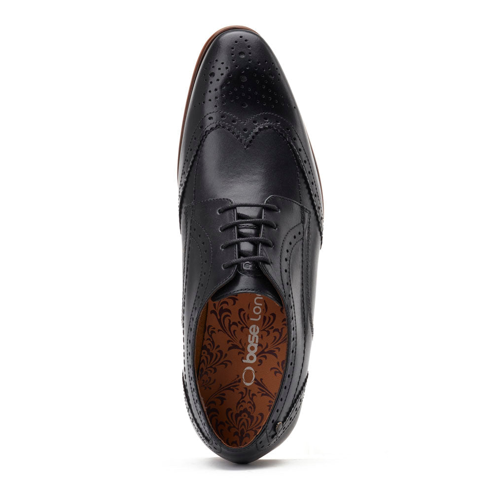 Barbera Waxy Brogue Shoes Black