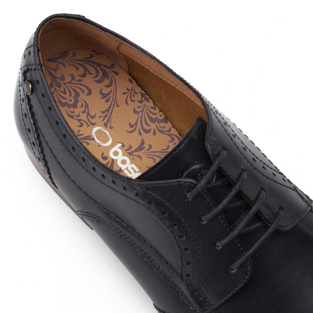 Barbera Waxy Brogue Shoes Black