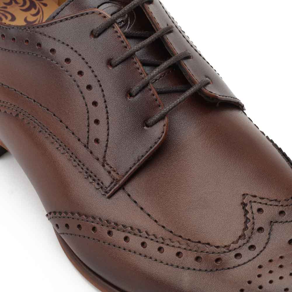 Barbera Waxy Brogue Shoes Brown