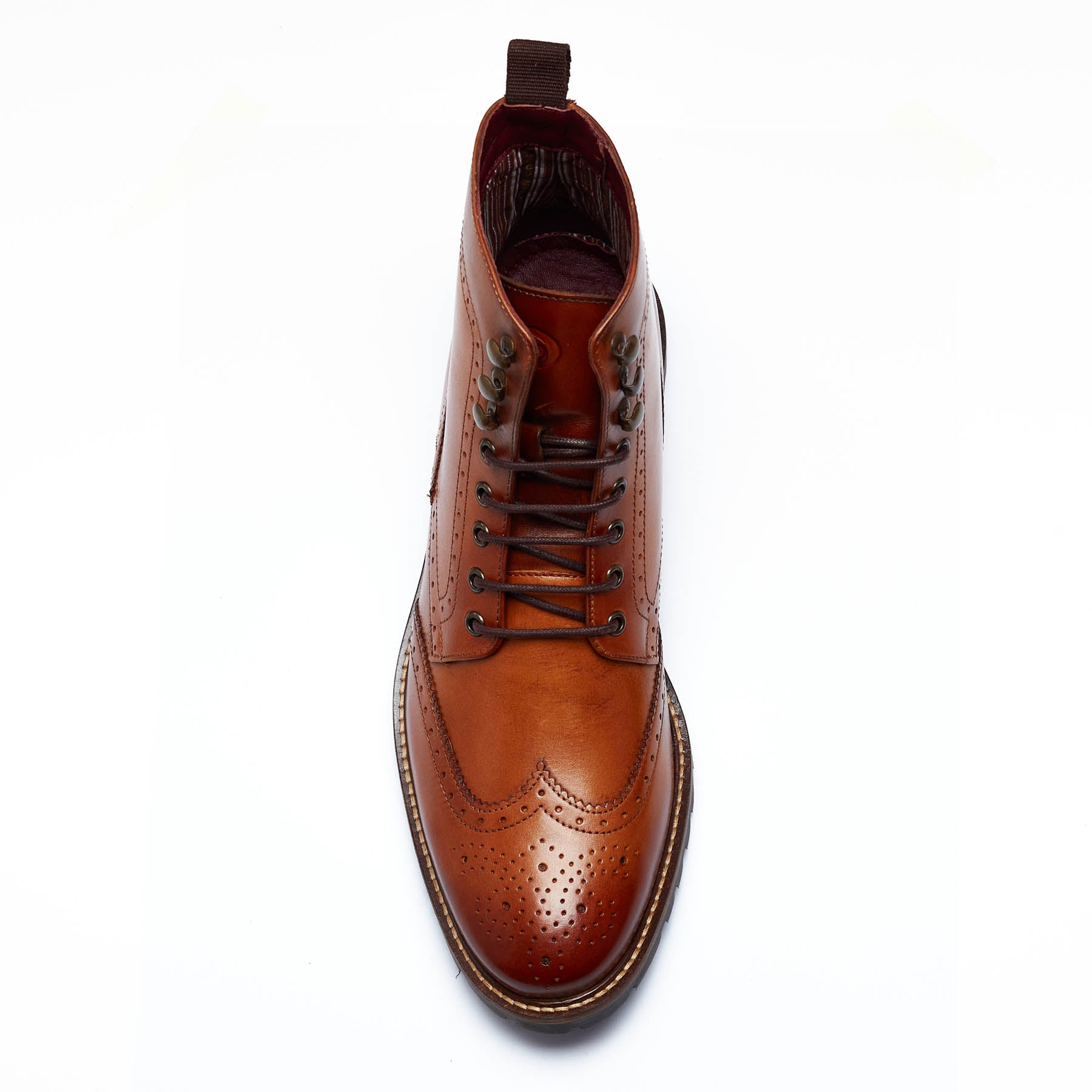 Boone Leather Brogue Boots Tan