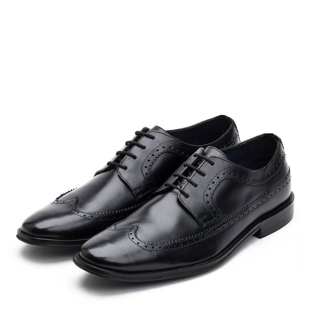 Havisham Waxy Brogue Shoes Black