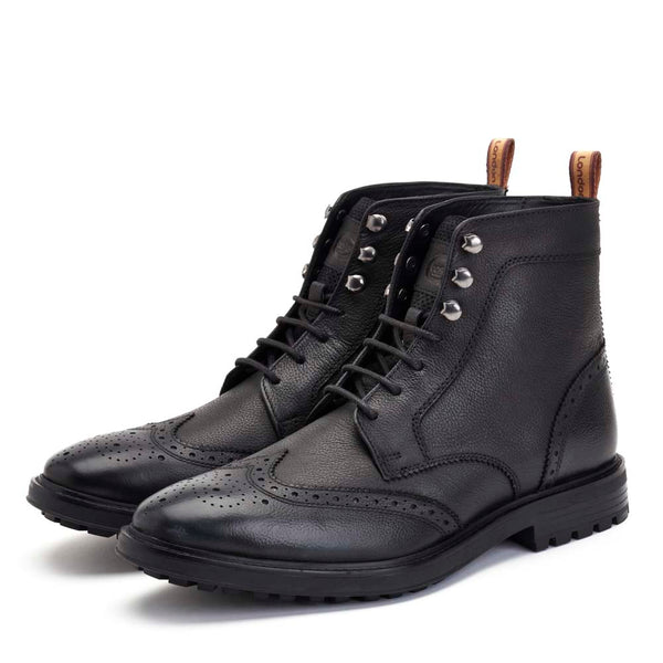 Black brogue boots best sale