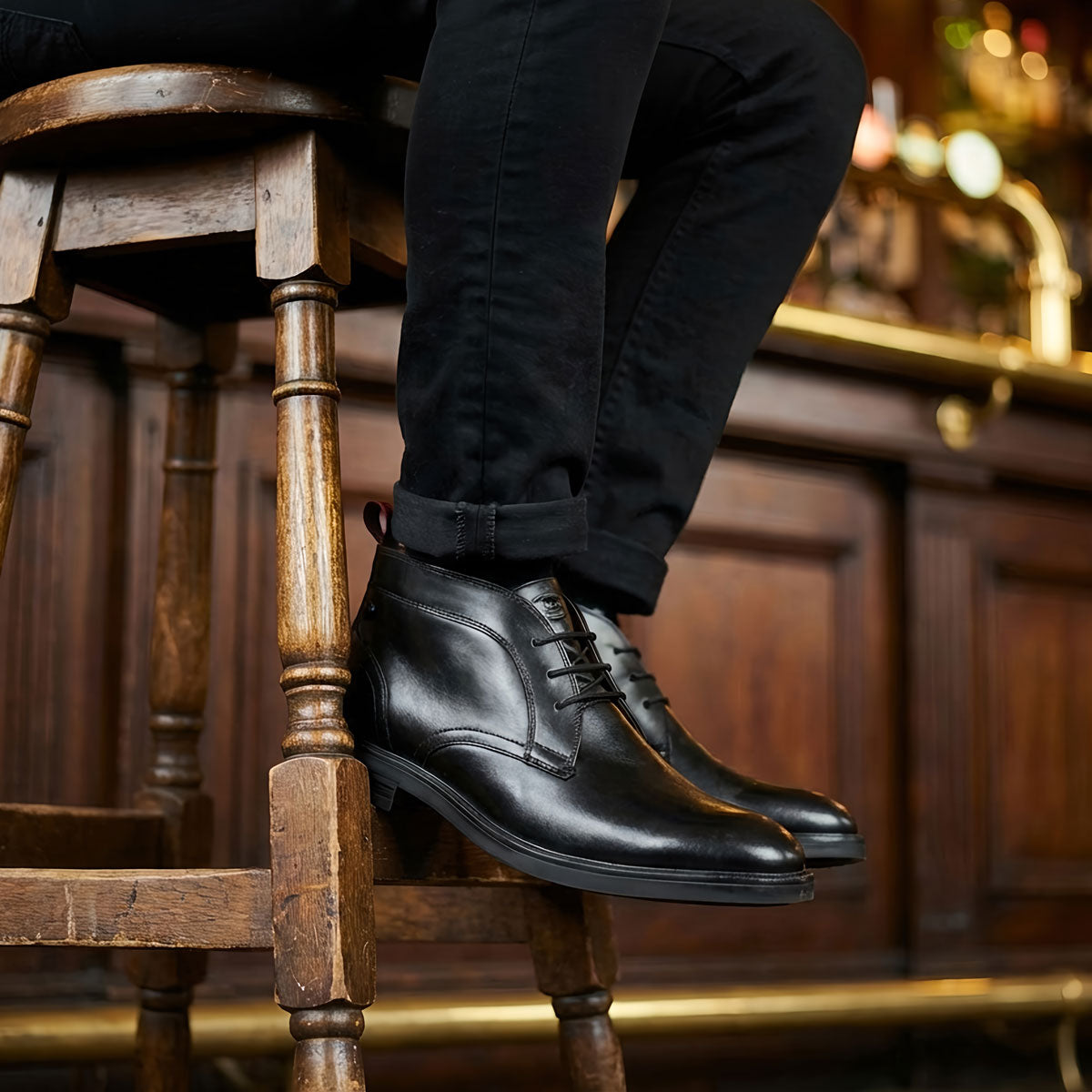 Men's Black Leather Lincoln Chukka Boots | Base London