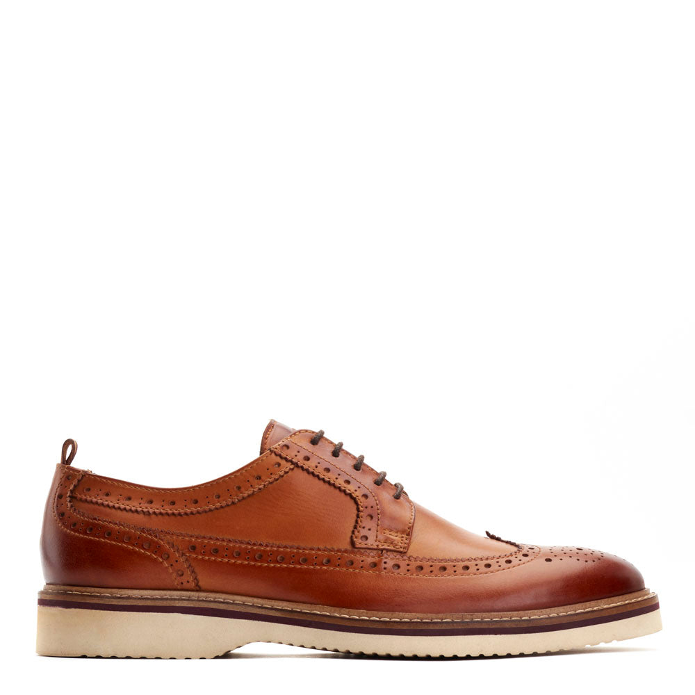 Men's Tan Leather Sully Washed Brogue Shoes Base London