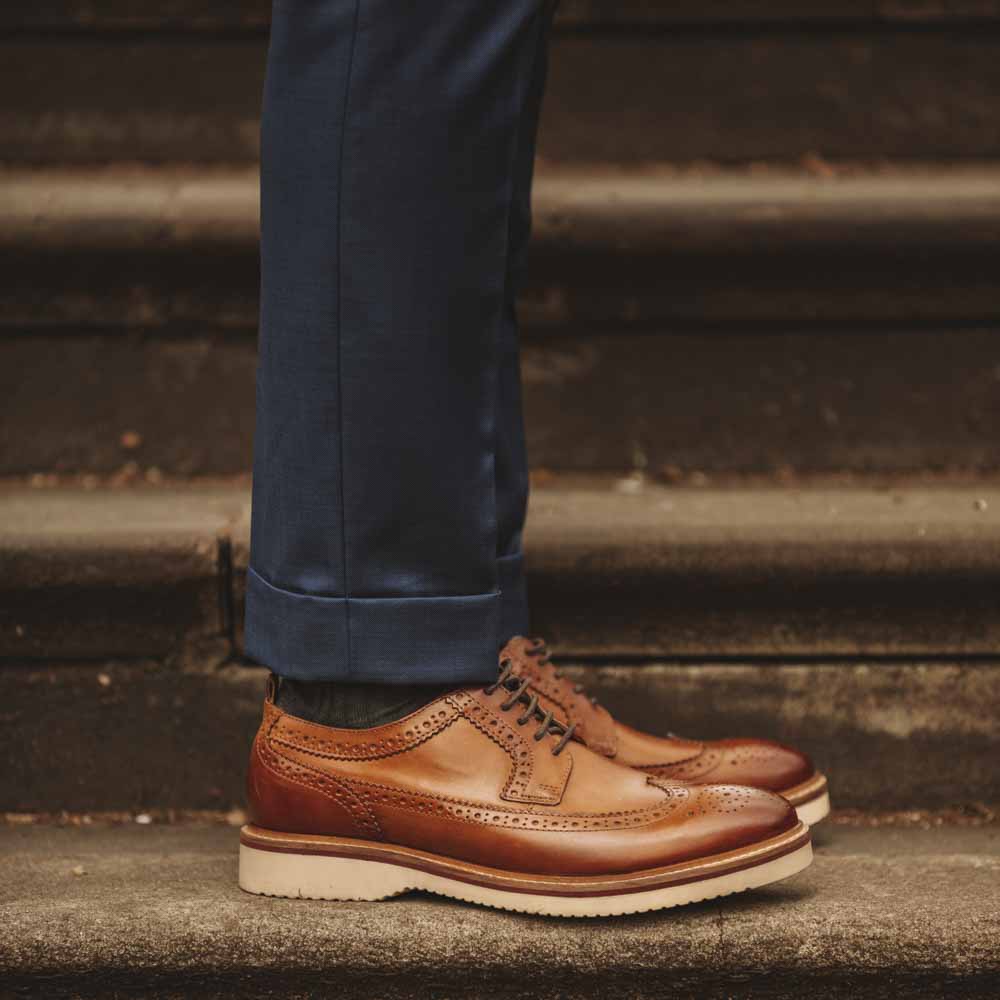 Sully Washed Brogue Shoes Tan