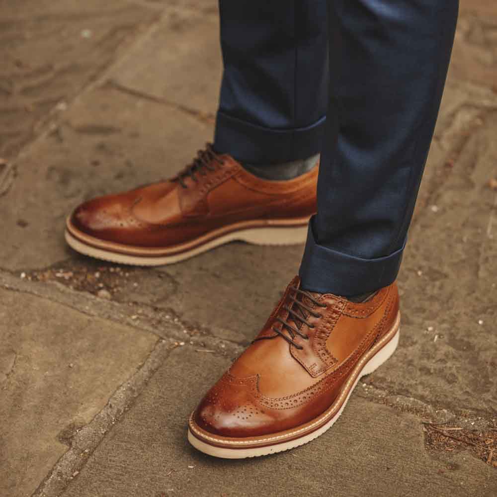 Sully Washed Brogue Shoes Tan