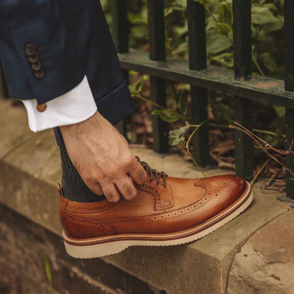 Sully Washed Brogue Shoes Tan