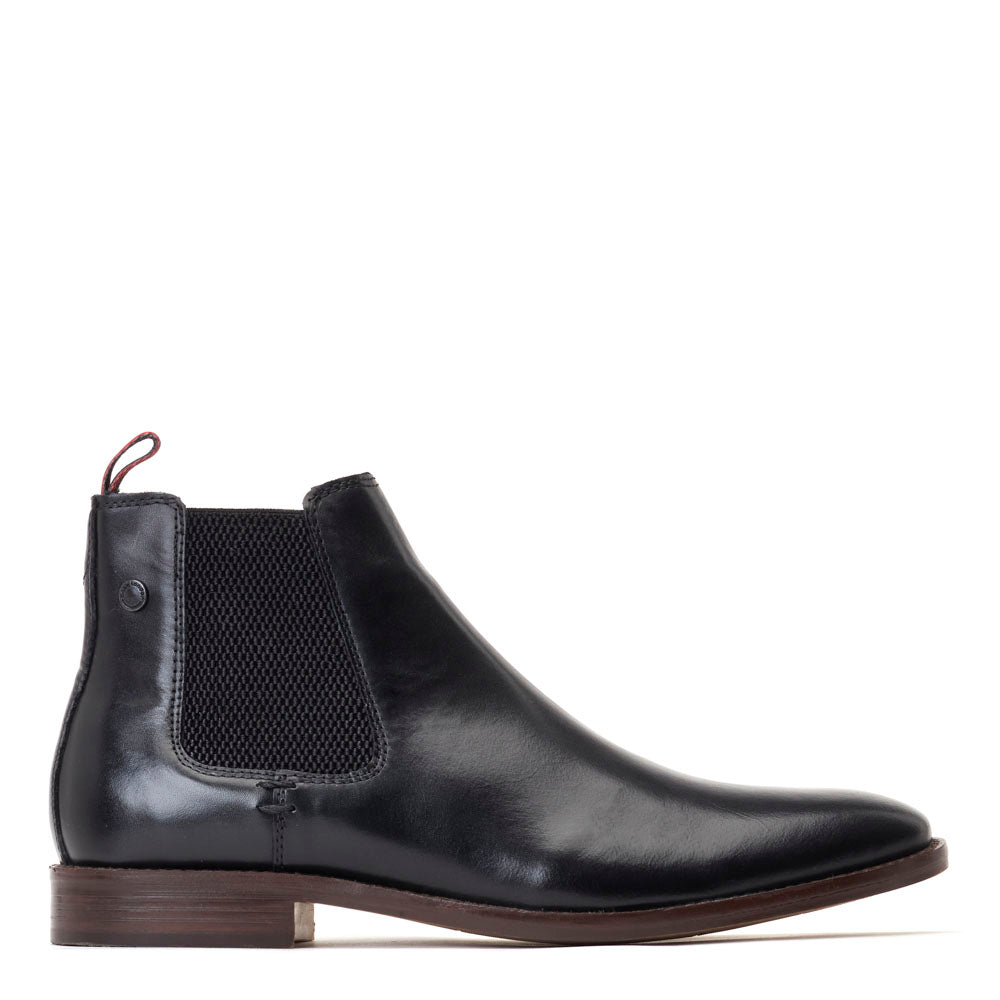Men's Black Leather Virgil Waxy Chelsea Boots
