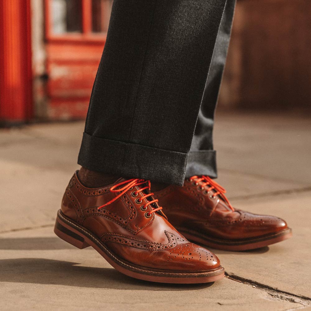 Woburn Hi Shine Brogue Shoes Tan