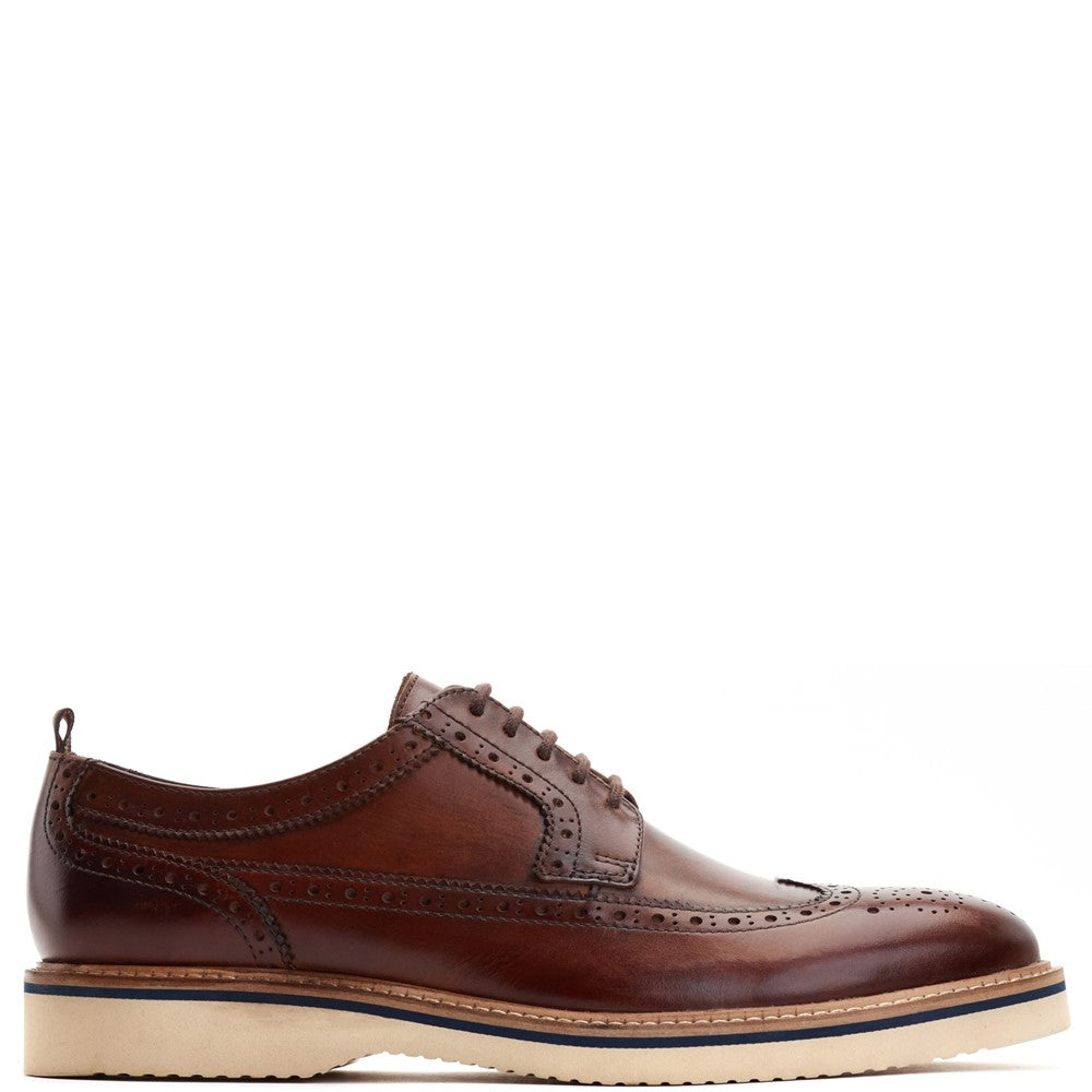 Men's Brown Leather Sully Washed Brogue Shoes Base London