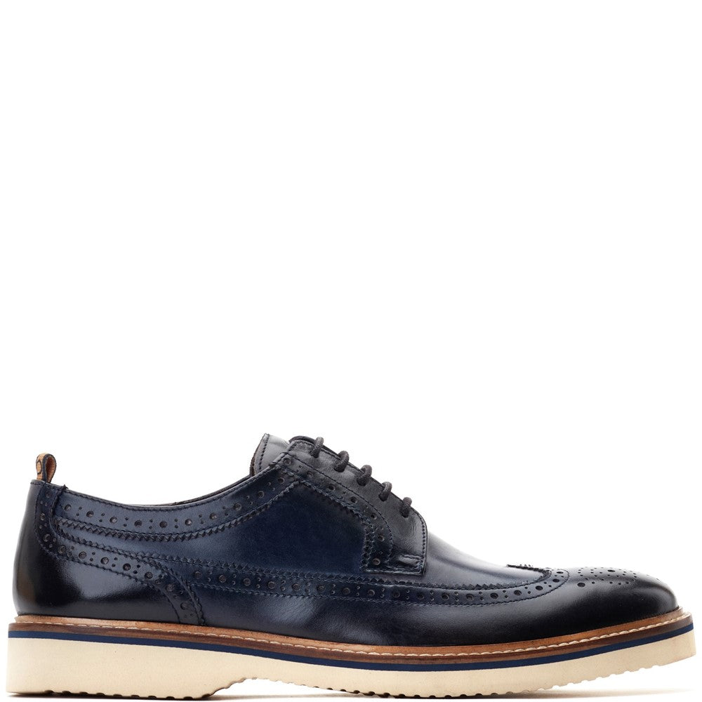 Sully Washed Brogue Shoes Navy