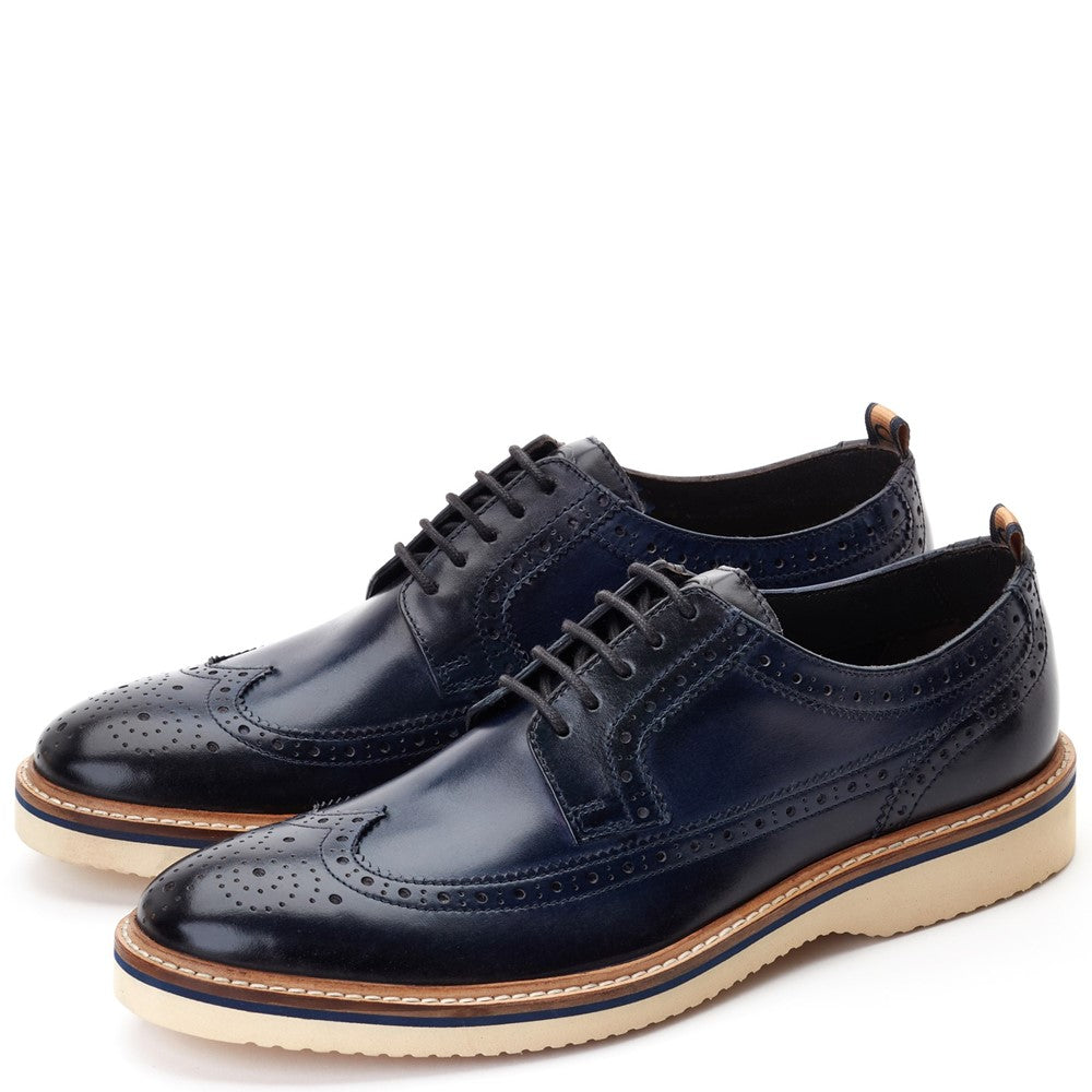 Sully Washed Brogue Shoes Navy