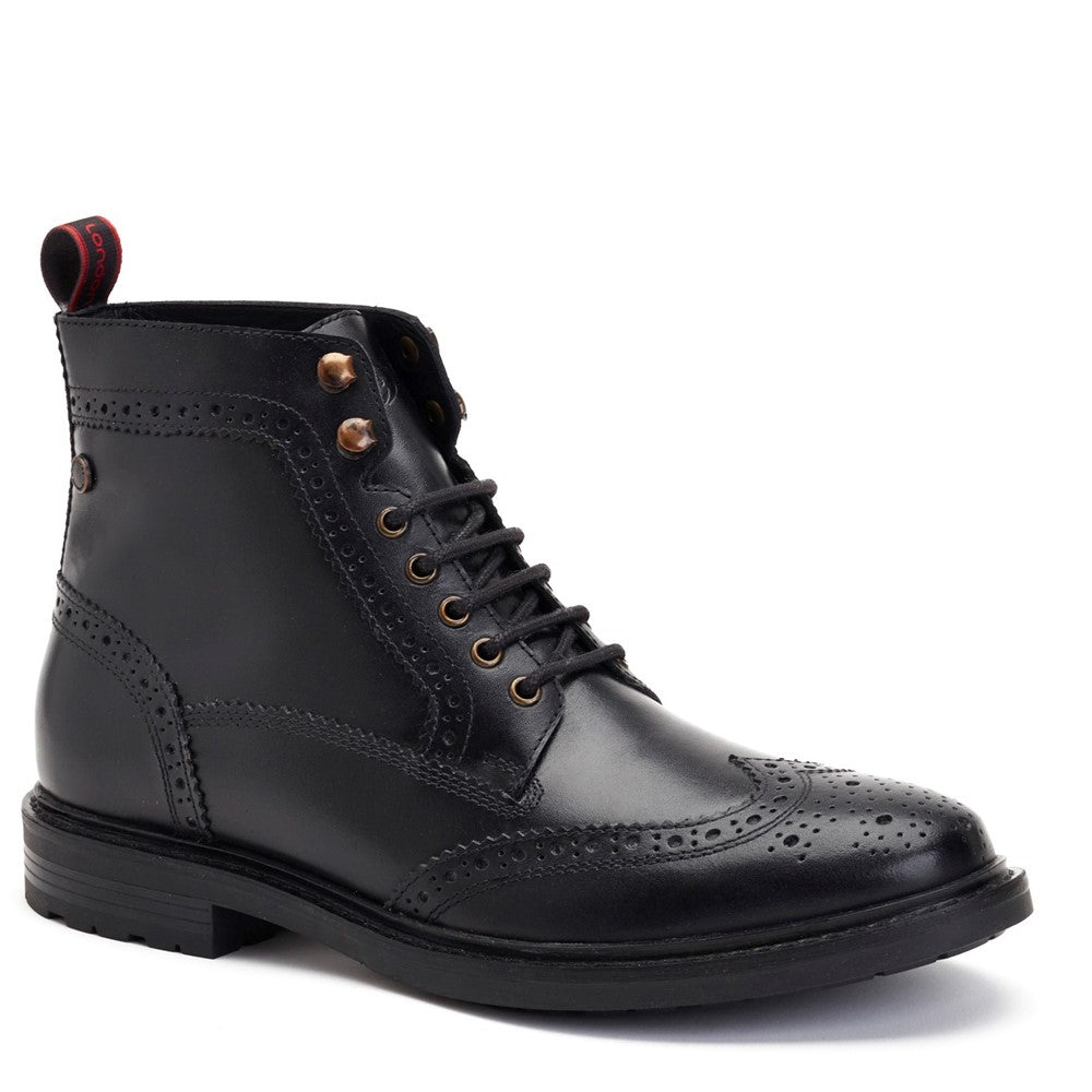 Dealer Burnished Brogue Boots Black