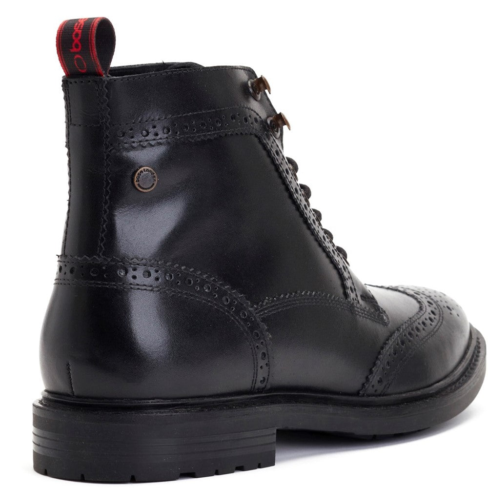Dealer Burnished Brogue Boots Black