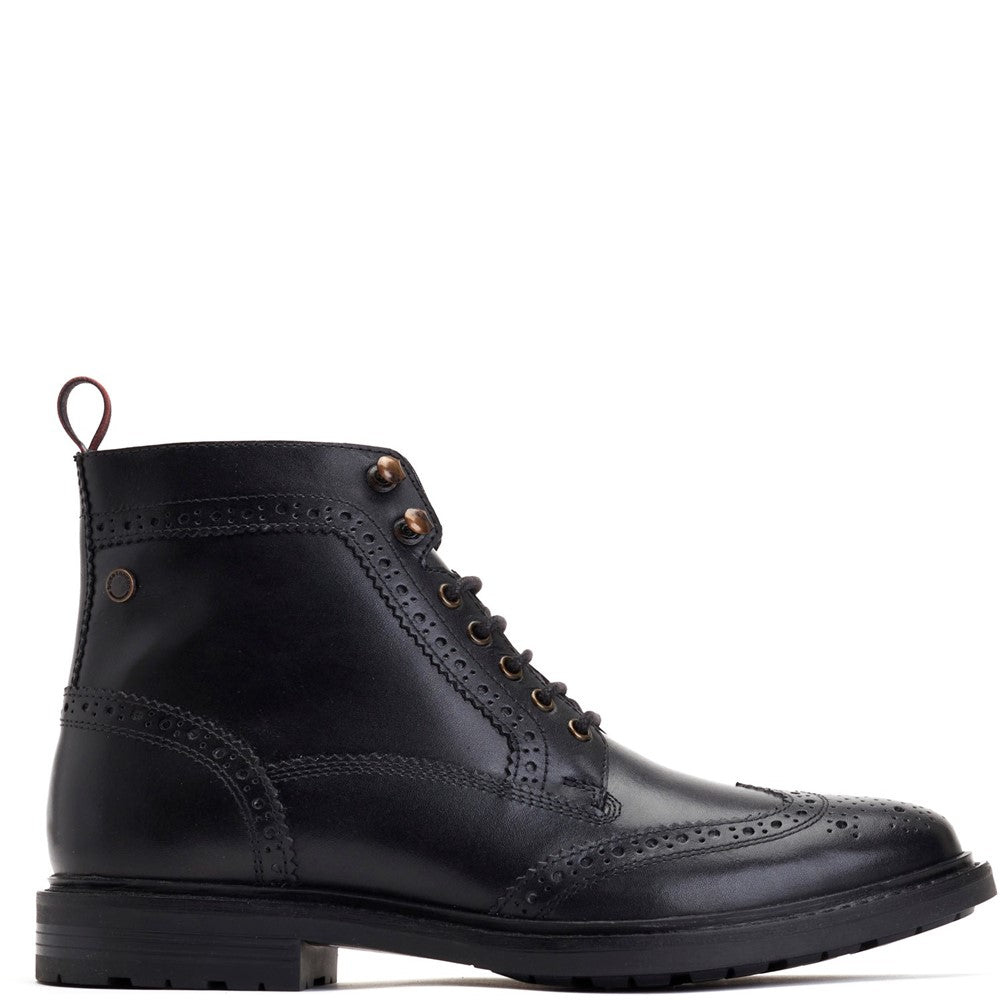Dealer Burnished Brogue Boots Black