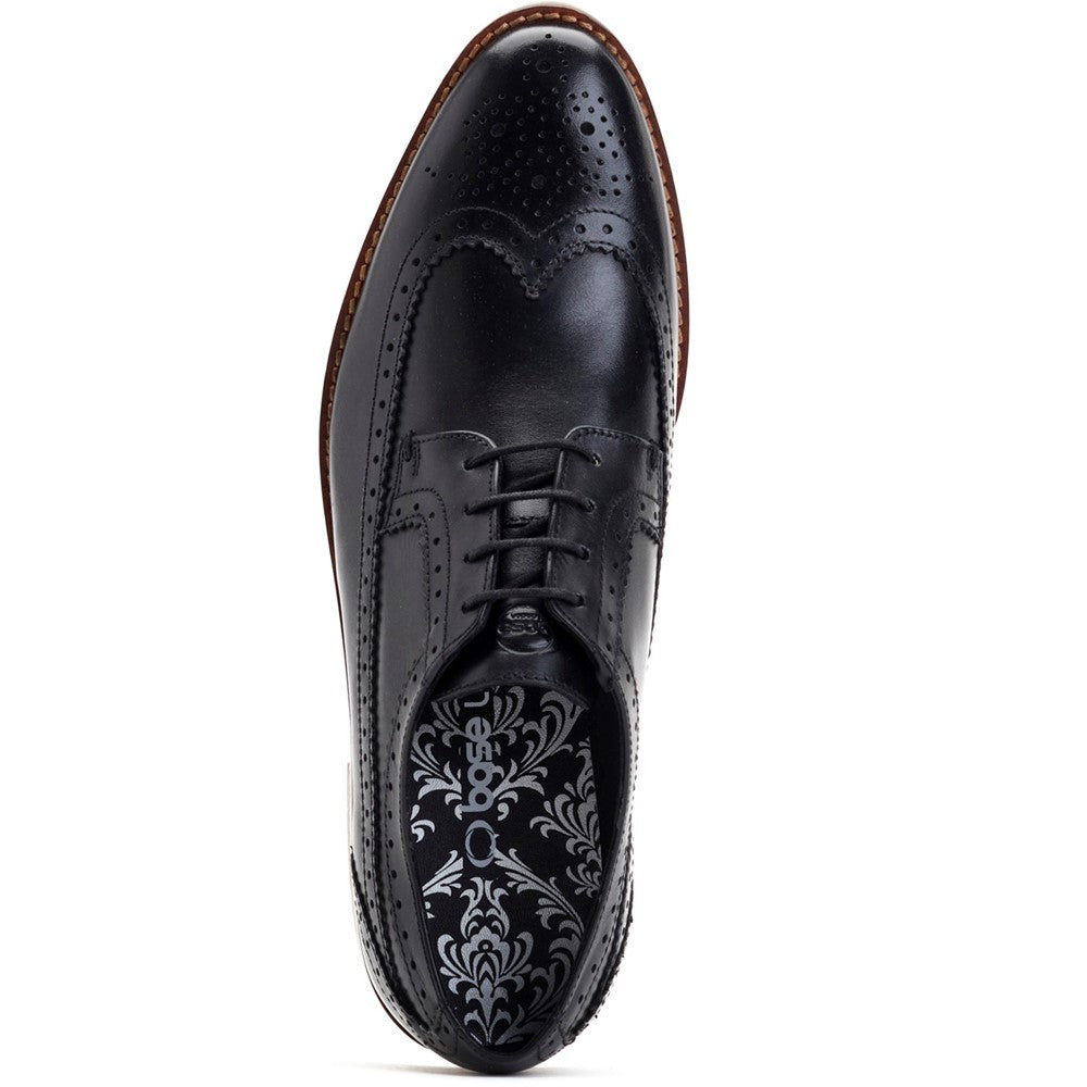 Twain Washed Brogue Shoes Black