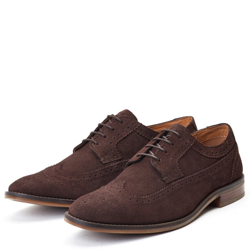 Twain Washed Brogue Shoes Brown
