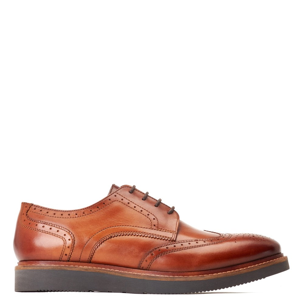 Men's Tan Leather Joe Washed Brogue Shoes – Base London