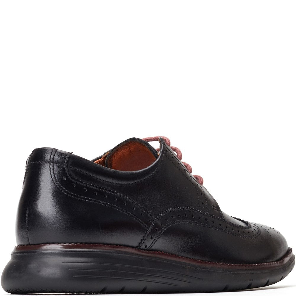 Flight Washed Brogue Shoes Black