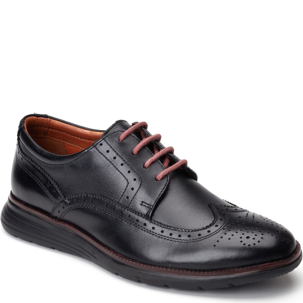 Flight Washed Brogue Shoes Black