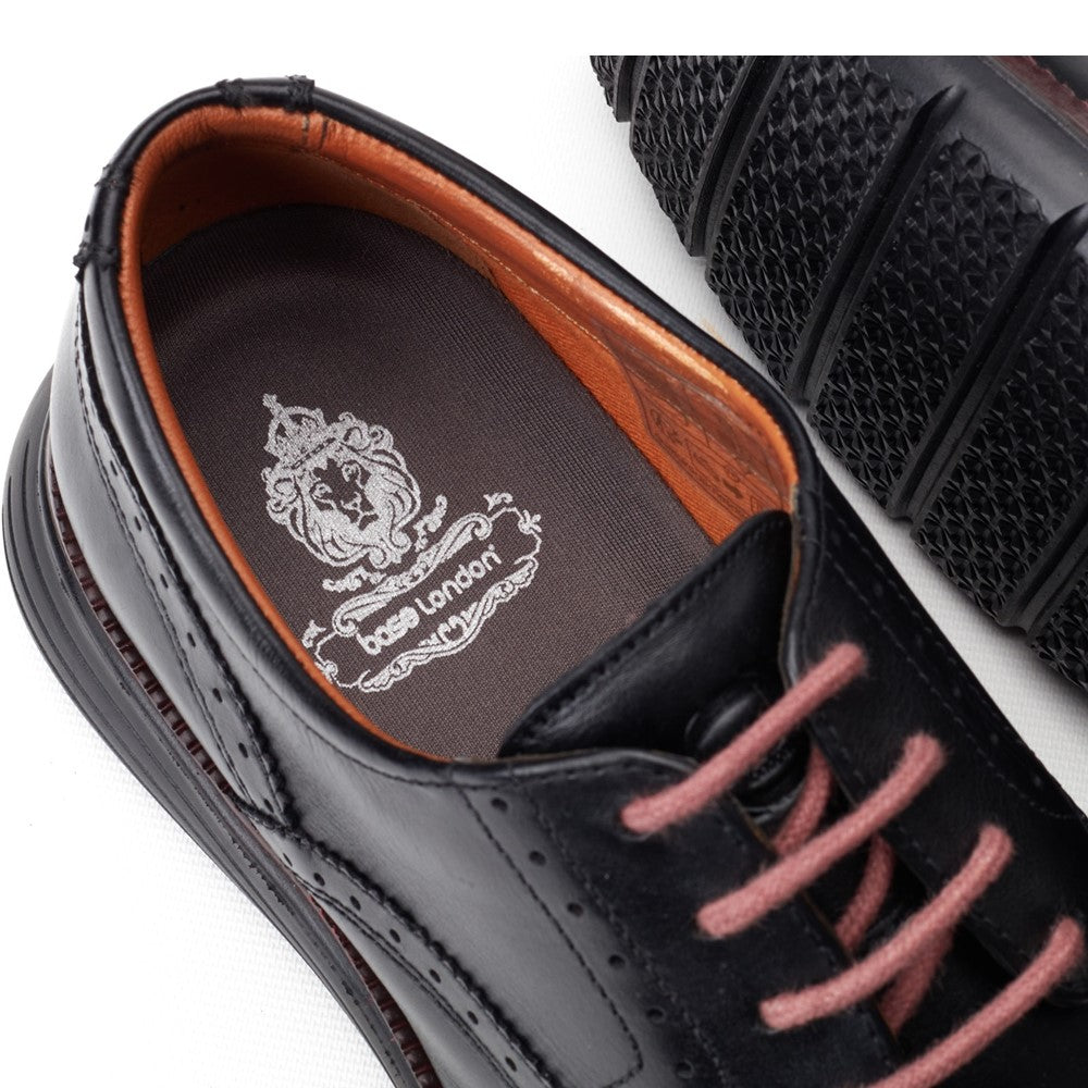 Flight Washed Brogue Shoes Black