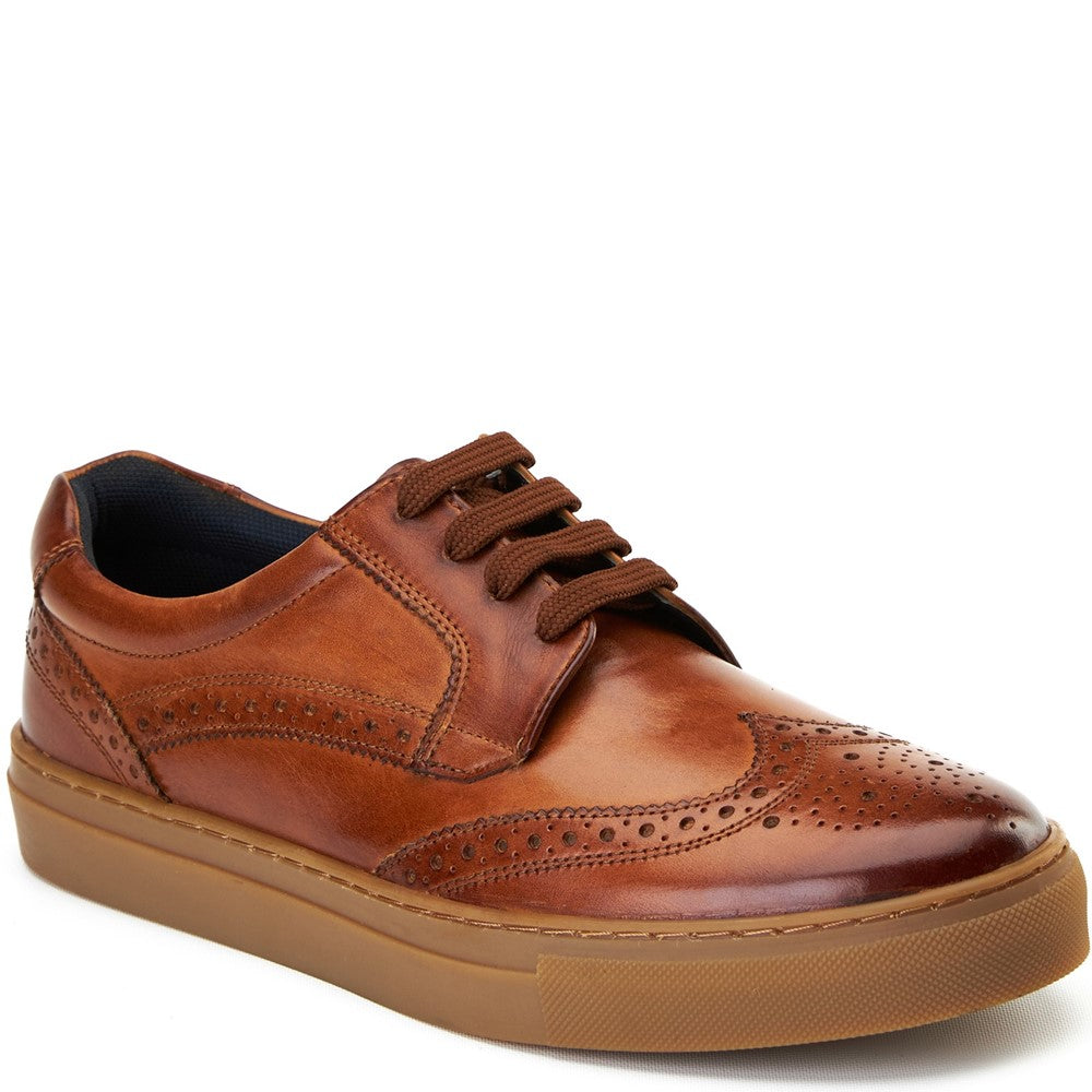 Clapton Washed Brogue Trainers Tan