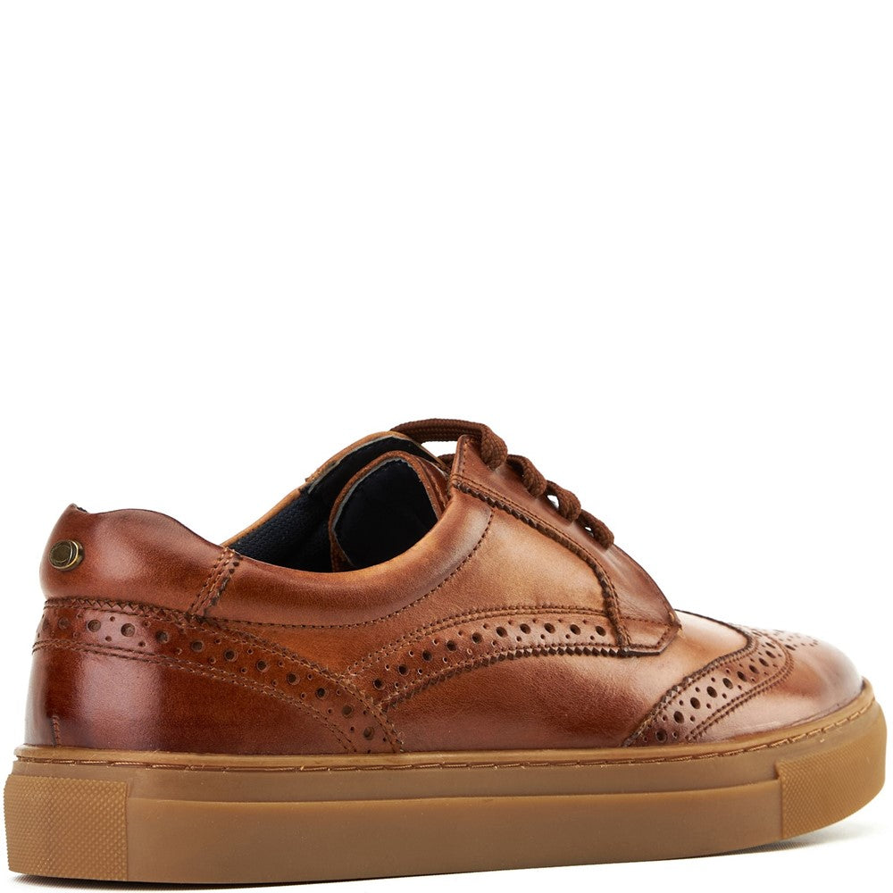 Clapton Washed Brogue Trainers Tan