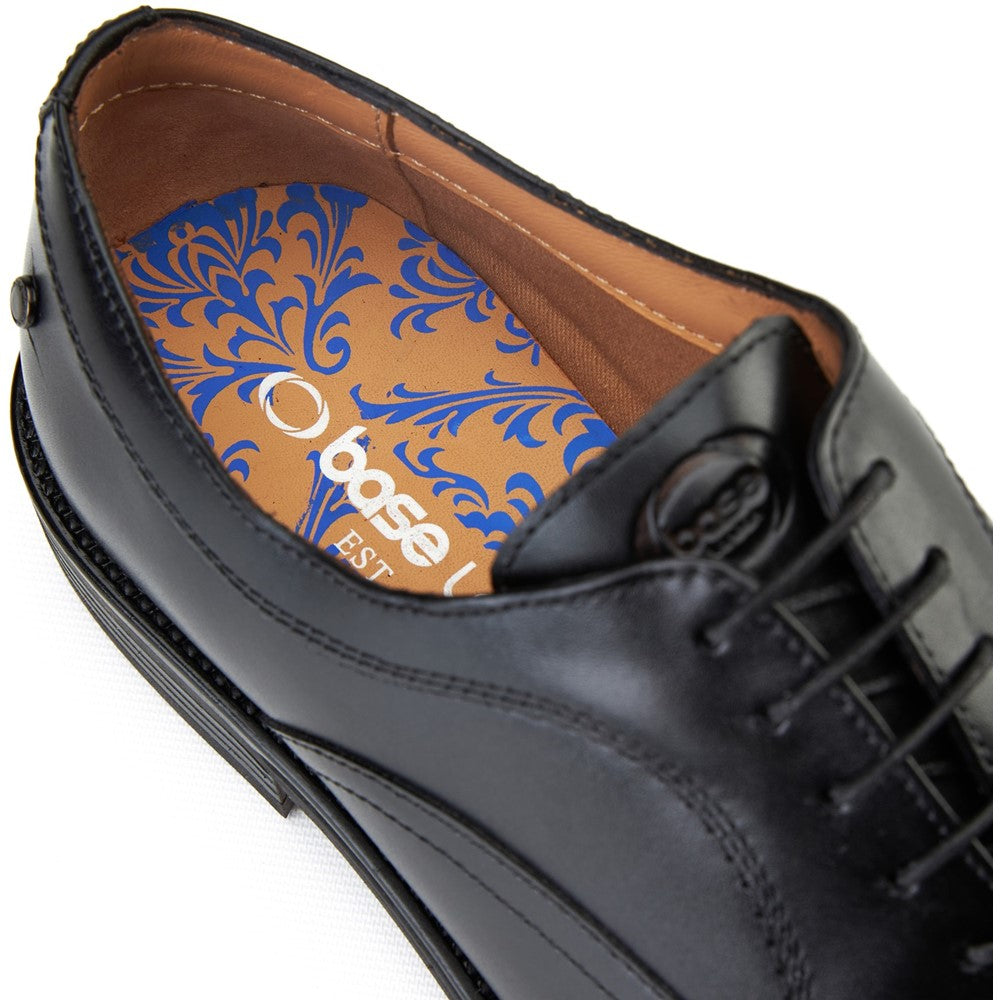 Lapel Waxy Oxford Shoes Black