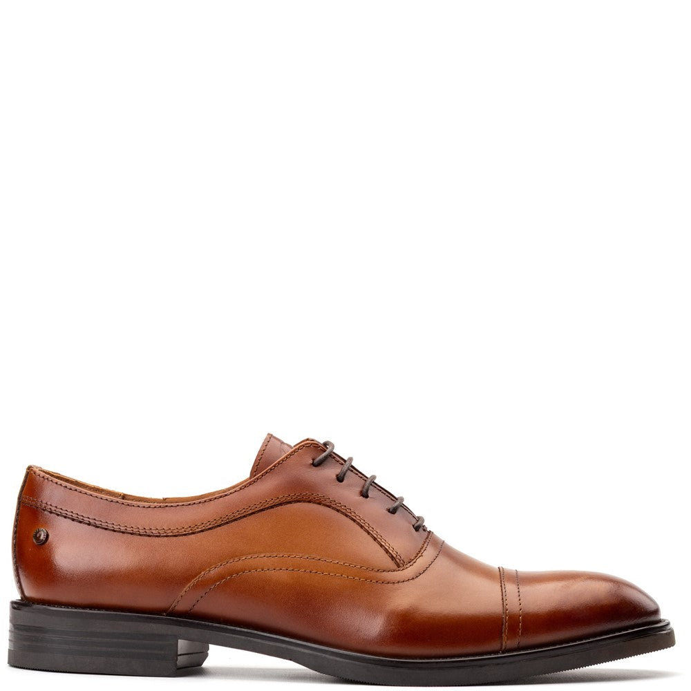 Lapel Waxy Oxford Shoes Tan