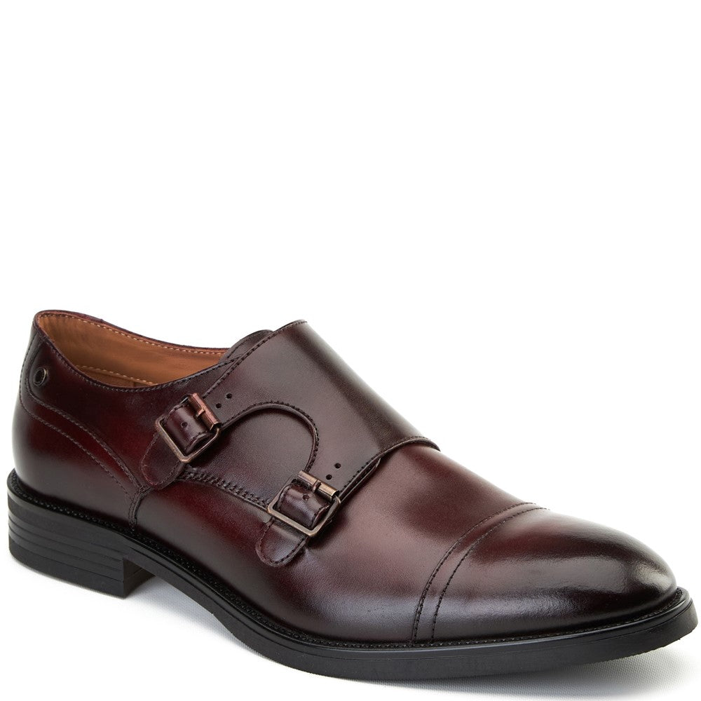Taper Waxy Monk Strap Shoes Bordo