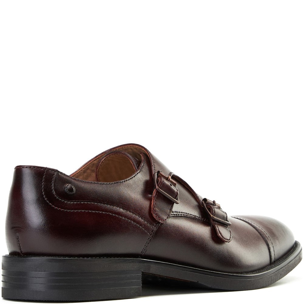 Taper Waxy Monk Strap Shoes Bordo