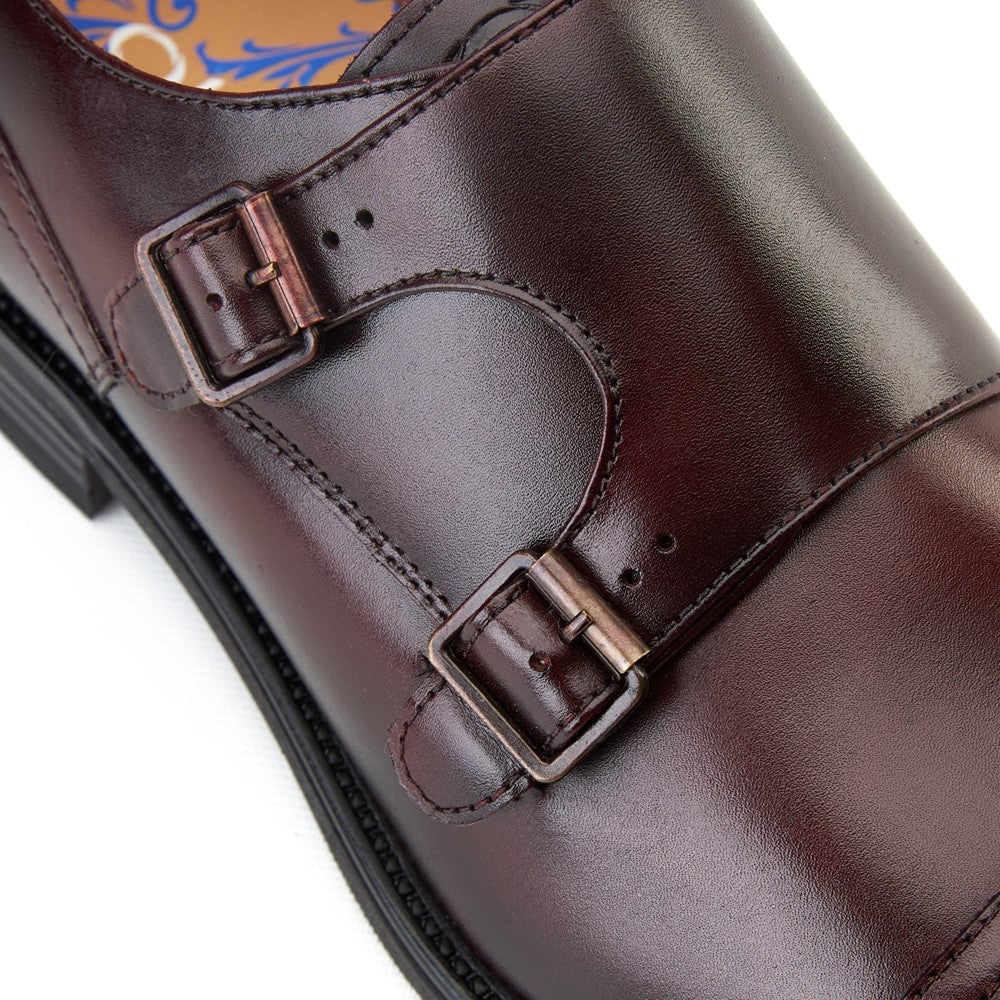 Taper Waxy Monk Strap Shoes Bordo