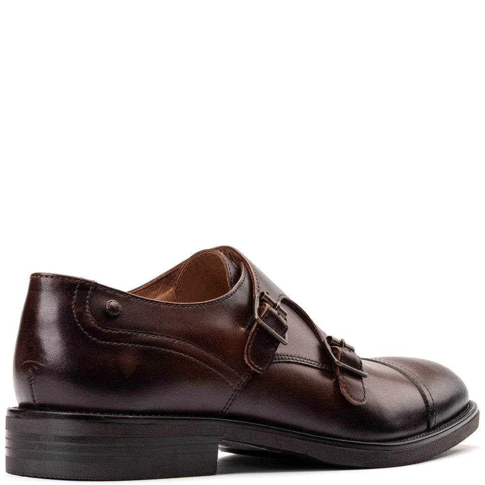 Taper Waxy Monk Strap Shoes Brown