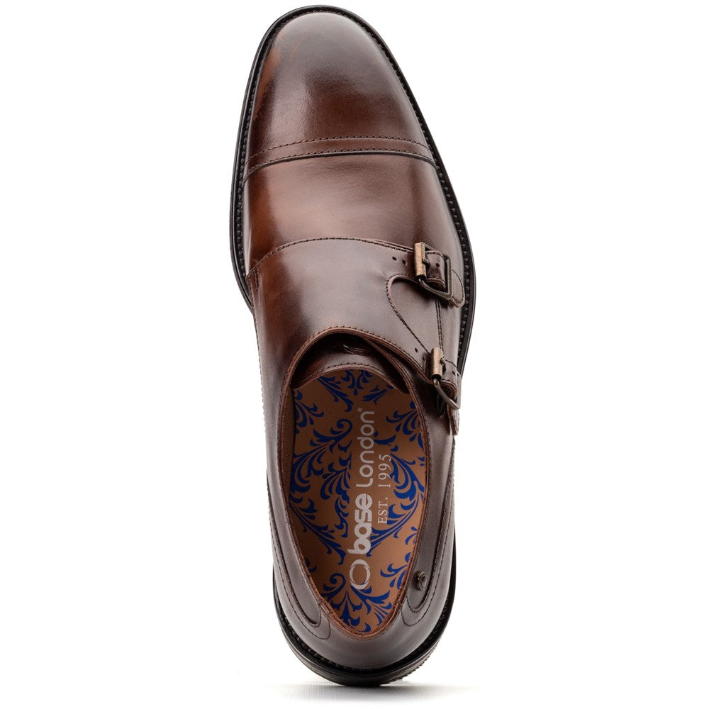 Taper Waxy Monk Strap Shoes Brown