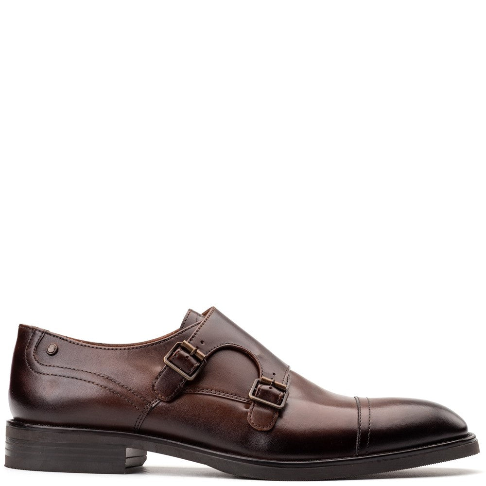 Taper Waxy Monk Strap Shoes Brown