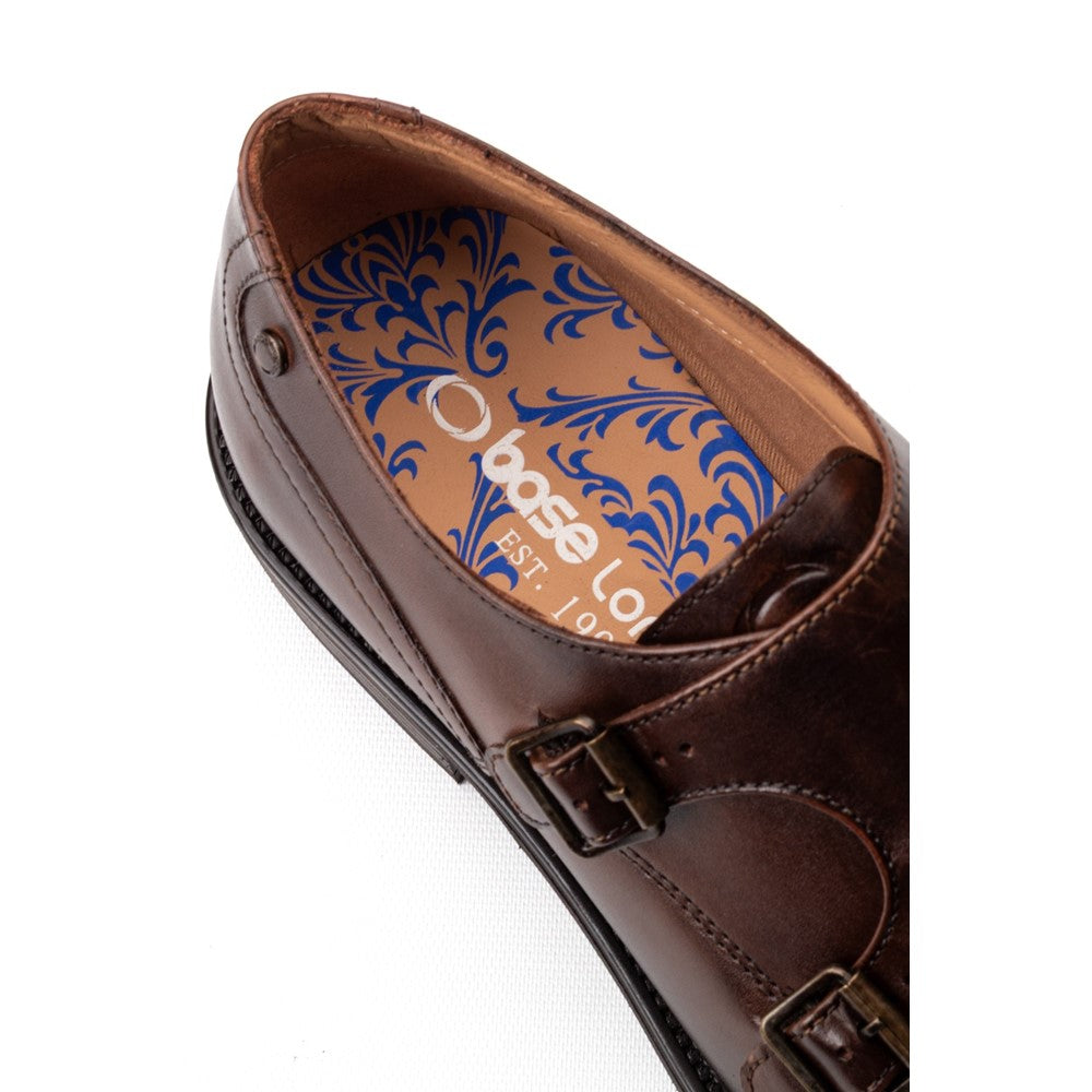 Taper Waxy Monk Strap Shoes Brown
