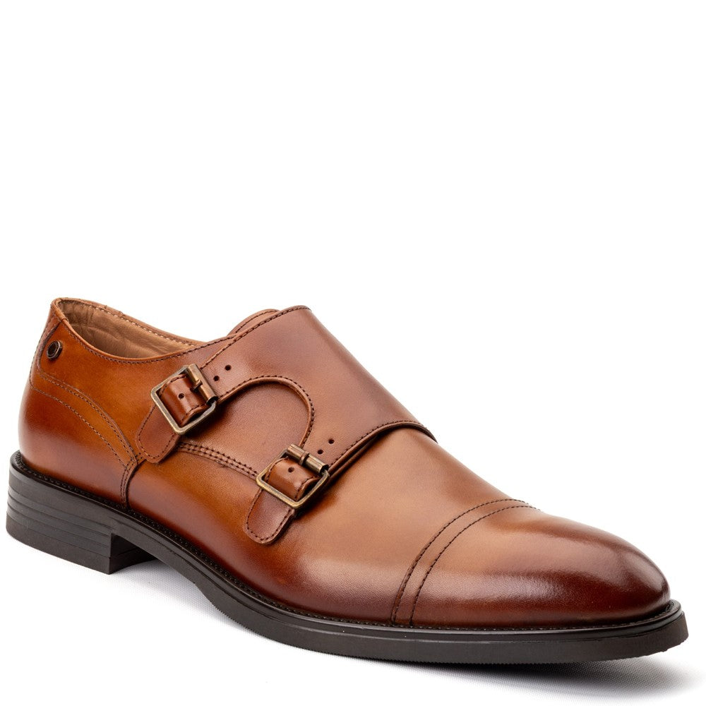 Taper Waxy Monk Strap Shoes Tan